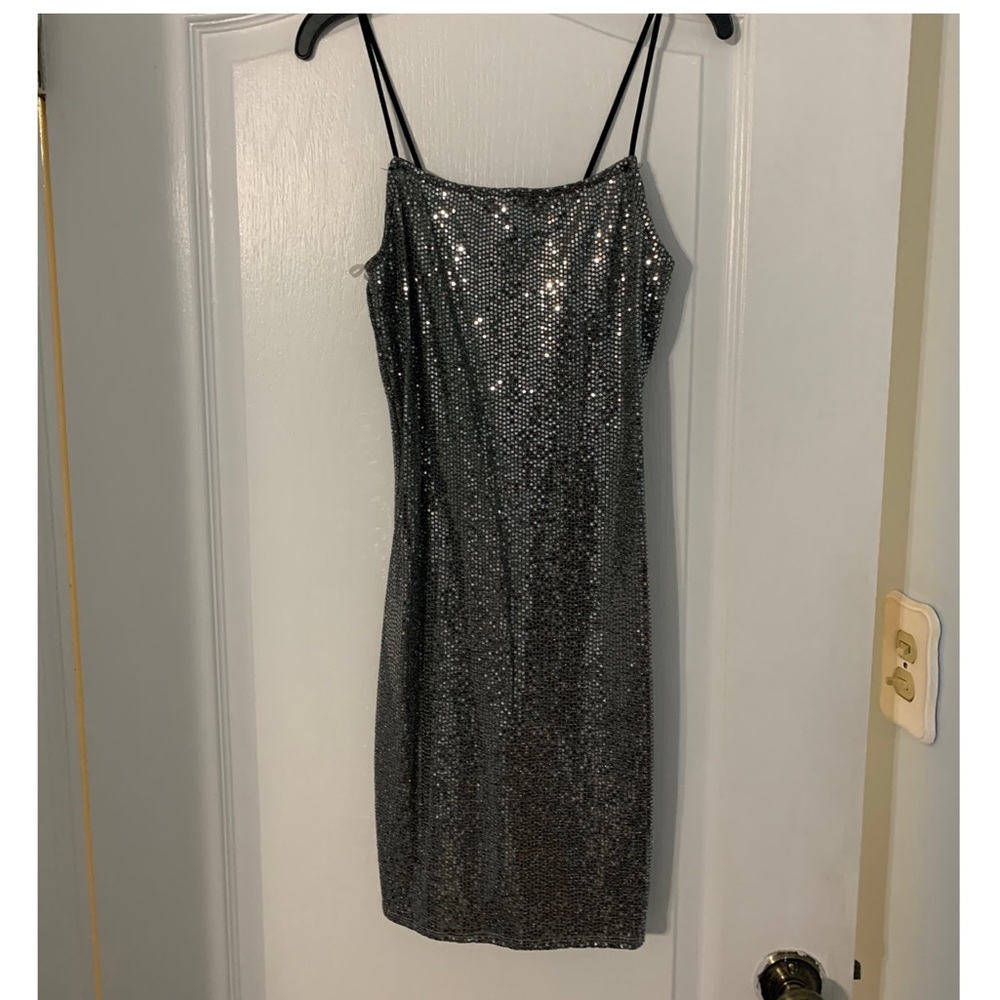 Silver sequin bodycon mini dress